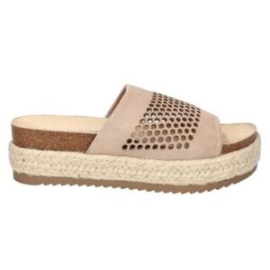 Bella Vita Beverly Taupe Leather Platform Sandals 9M Slip-On Espadrille Wedge